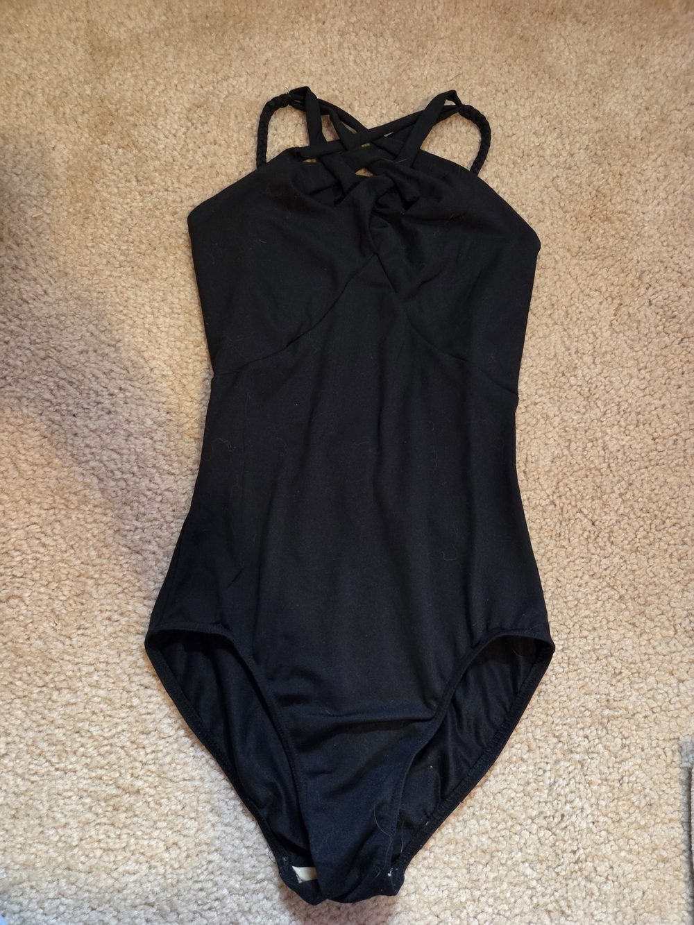 Mirella Black Women's Ballet leotard with Elegant Crisscross Straps